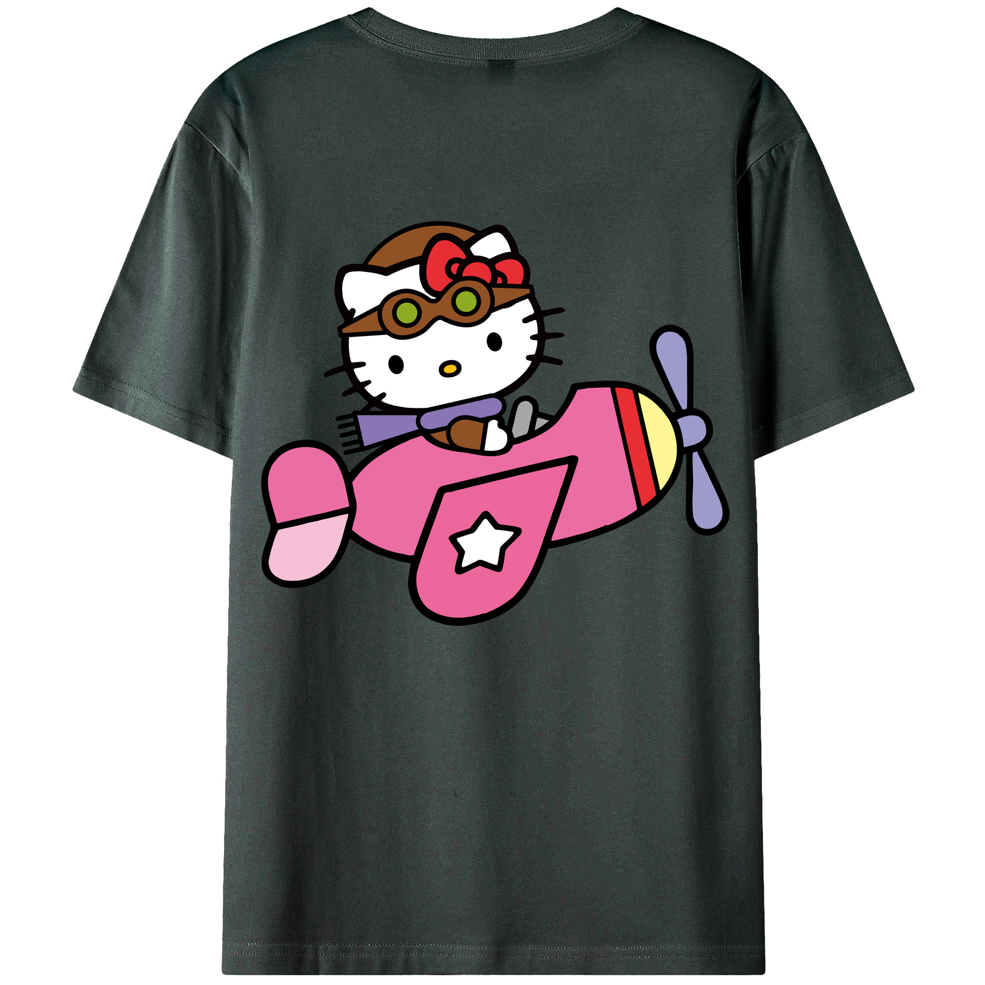 （画像用） Hello Kitty ハローキティ 綿100％ メンズ半袖Tシャツ（バックプリント） 通気性